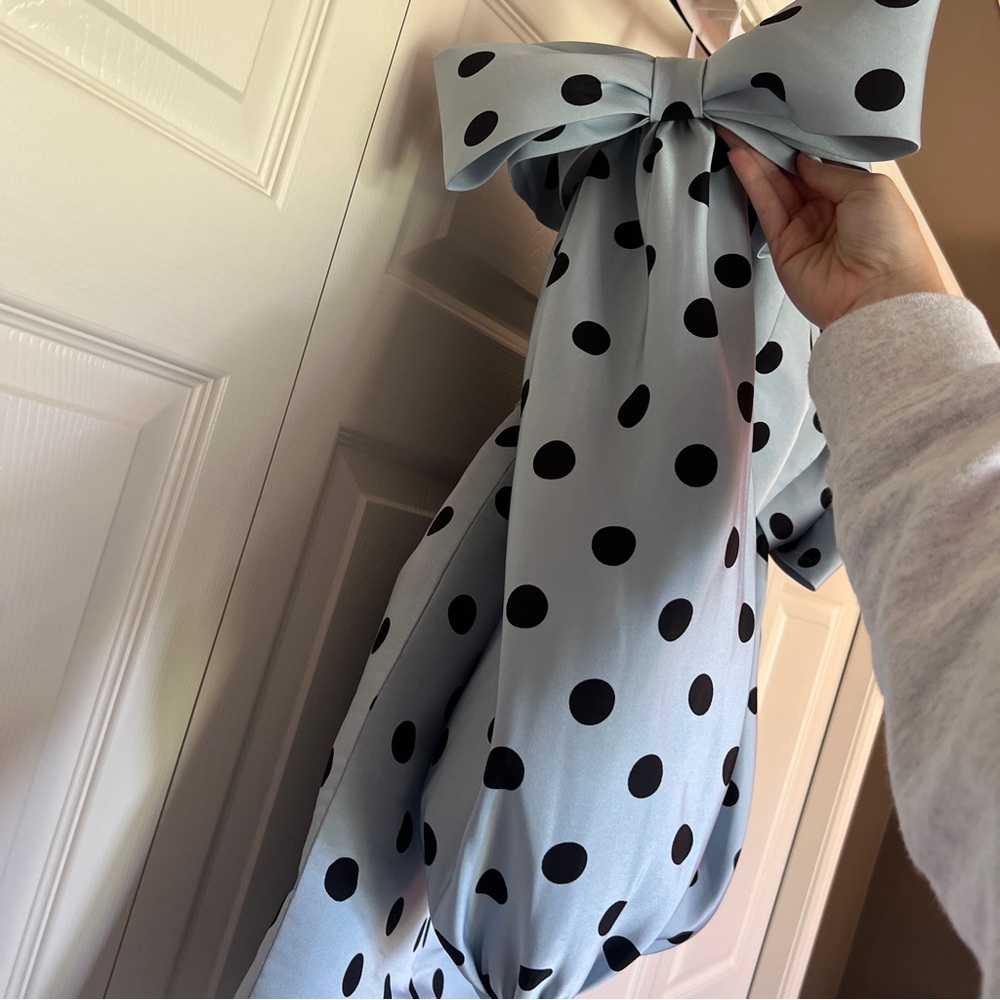 Alexia Maria Katie Silk Faille Mini Dress Blue and Black Polka Dot Sz 10 NWT - Picture 4 of 7